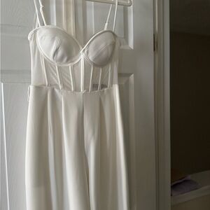 White Corset pant Outfit BCBG